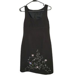 BLACK embroidered sleeveless lined dress
